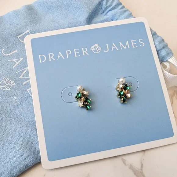 Draper James Pearl & Emerald Studs - Picture 3 of 5